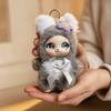 Big Ear with Flower Rabbit Plush Keychain Ornaments Bunny Plush Doll Pendant  Car Keyring