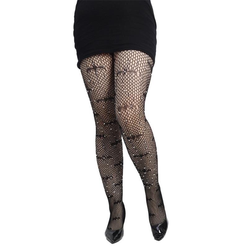 

Sexy Sparkly Fishnets Stockings 2023 Jeweled High Waist Fishnet Tights for Women Girls Rhinestones Party Pantyhose 1 чорний
