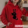 Ladies Spring Autumn Casual Hooded Long Sleeve Big Pocket Cat Printed Pullover Hoodies Sweatshirt Top