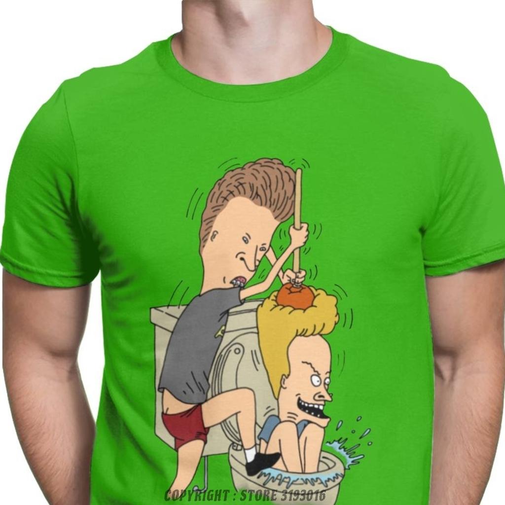Beavis Butthead Toilet Fun TShirts Aesthetic Men Cartoon Rock Comic Punk Metal Funny Christmas Tees T Shirts Homme