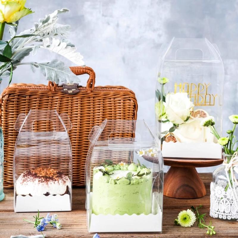 Disposable Transparent Cake Case One Piece Portable Pastry Gift Boxs Explosive Cake Portable Packaging Chest with Multiple Sizes To Choose From