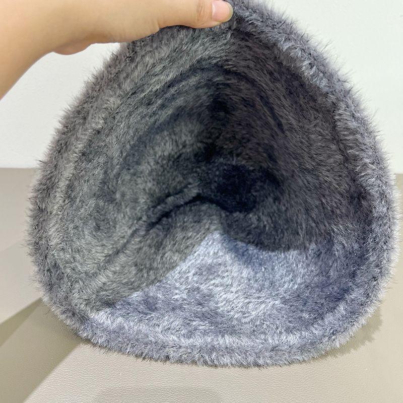 Plush Fisherman's Hat Children Autumn and Winter Warm Knitted Bucket Hat Fashion Windproof Basin Hat