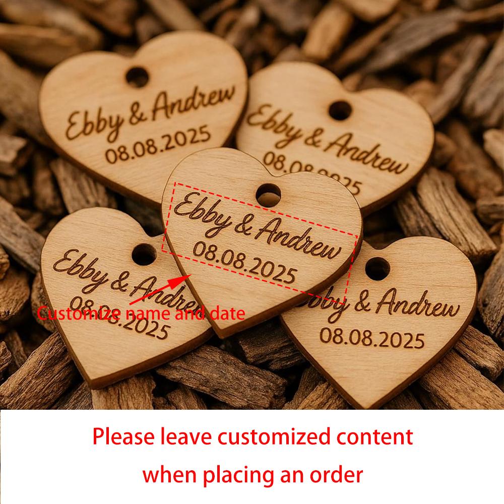 

Personalized Wedding Favors Wedding Tags with Names Wood Heart Tags Bridal Shower Bachelorette Party Supplies Drink Identifier 5pcs 5cm