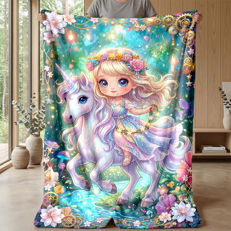 Fantasy Unicorn Adventure Theme blanket Lightweight Warm Flannel Blanket Decorative Throw Blanket for Home Decoration