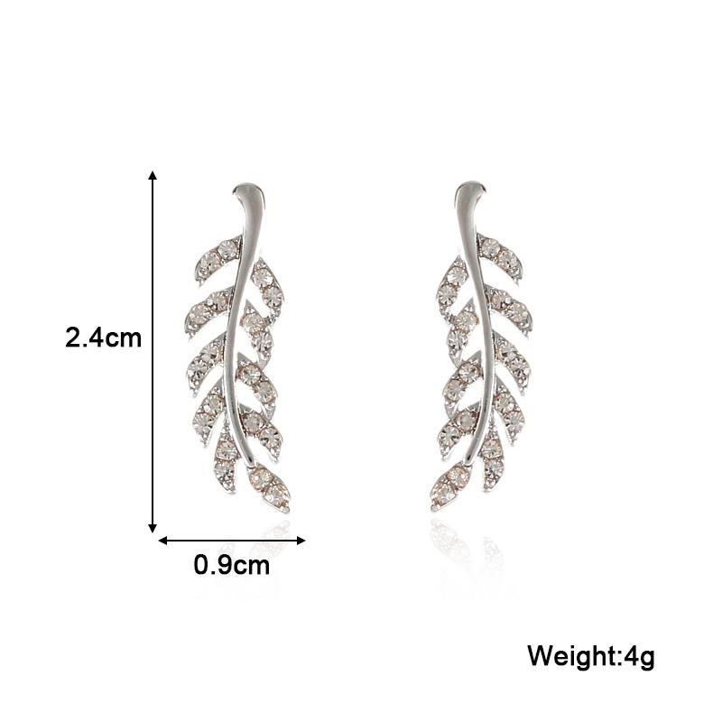 

Новые серьги-пусеты с кристаллами и перьями для женщин, золотистого и медного цвета, в форме листьев, маленькие серьги для девочек, модные серьги-пусеты с цирконом