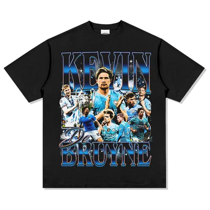 Кевин Де Брёйне Манчестер Сити Винтажная Поддельная Свободная Футболка, Графическая Футболка Футбольной Звезды Премьер-лиги, Повседневный Топ Унисекс 4XL