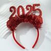 Plastic 2025 Happy New Year Headband Sequin New Year Headdress Cute Christmas Headpiece  Children