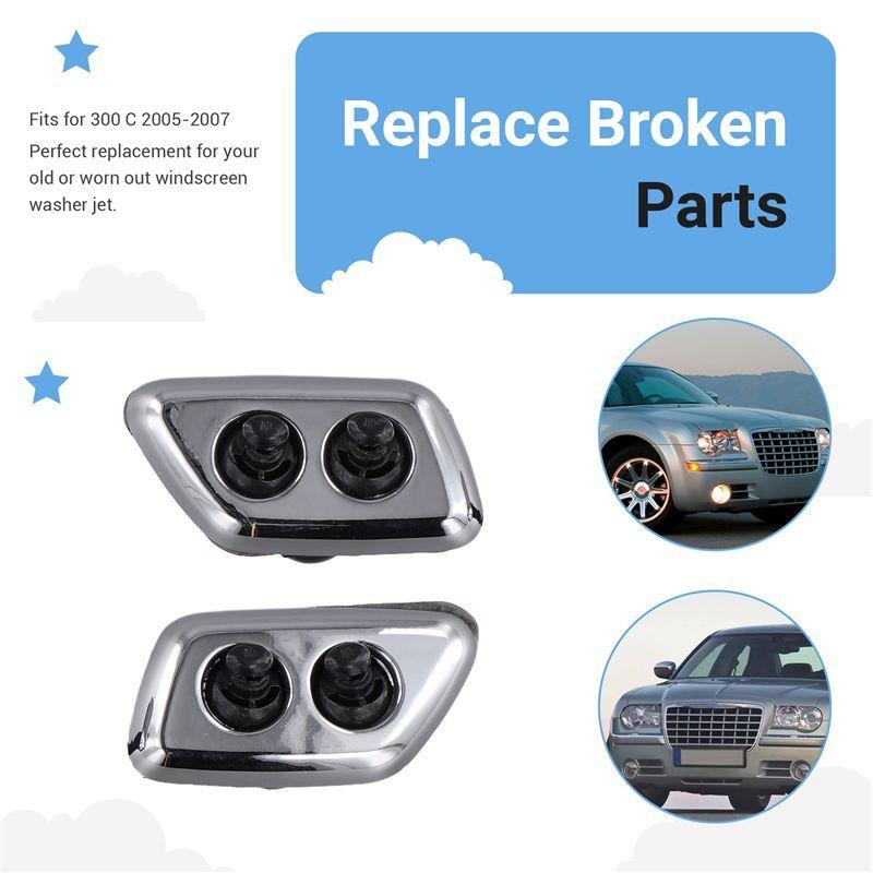 Authentic 2Pcs Head Light Lamp Windshield Washer Nozzles Jet DA805833AA Fit For 300 C 2005 2006 2007