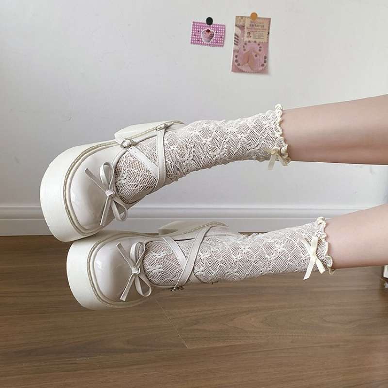 Small thick heel high heels women's Japanese jk heightening bow Mary Jane women's shoes platform British style loafers