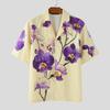 INCERUN Oversized Men Lapel Neck Short Sleeve Floral Print Casual Shirts