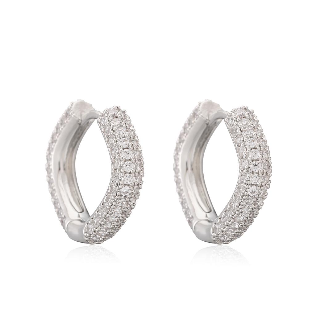 HECHENG,Brass Metal Multi-Color Zircon Square Hoop Earrings Exquisite Luxury Minimalist Korean Style Women's Zircon (1 Pair)