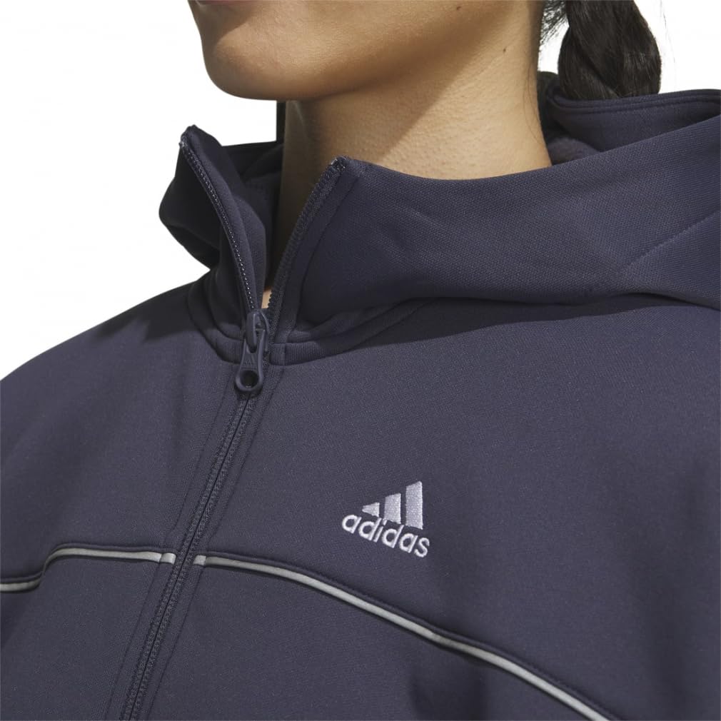 Adidas KNV55 Fleece Hoodie Black Size Women's Women's Loose-Fit Full-Zip Sweatshirt, (IT6099), J/M