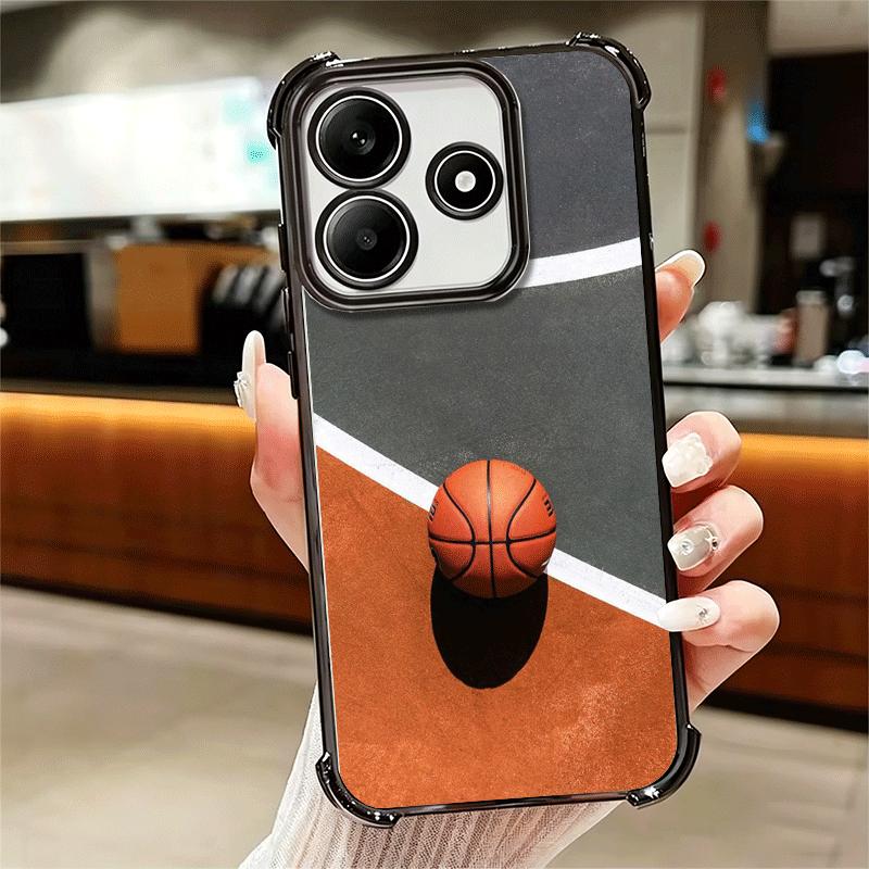 Basketball Basket Sports Plating Phone Case For Xiaomi Redmi Note 14 15 Pro Plus 13 12 11 11S 11T 10 9S 9 5G Anti-Fall Airabag C