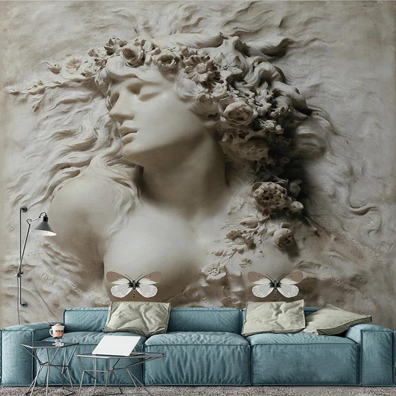 Mural 3D Relieve Estéreo Fondo de Belleza Papel Pintado de Mural para Pared Sala de Estar Galería Arte Papel de Pared