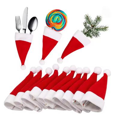 10 Mini-Weihnachtsmannmützen, rote Lutschermützen, Weihnachtsbecher- und Flaschenhüte, Weihnachtstischgeschirr, Süßigkeitenaufsätze, Weihnachtsmützen