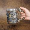 Ortaçağ Steampunk Ejderha Kupa Rönesans Mekanik Ejderhalar Bira Bardağı Tankard Paslanmaz Kahve Fincanı Babalar Günü Hediyesi