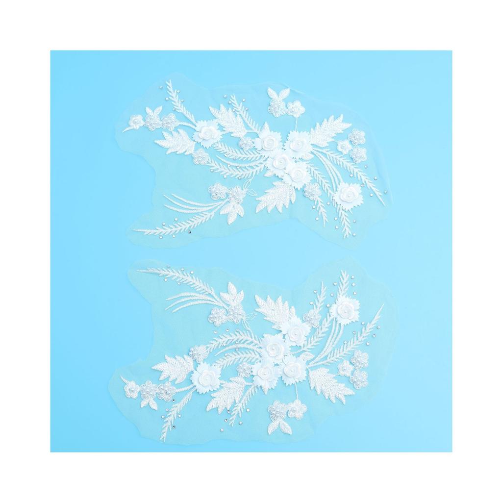 Hot Diamond Large Pair Of Flowers Three-Dimensional Flower Wedding Dress Decorative Accessories Cloth Sticker Lace Embroidery