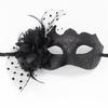 Feathered Masquerade Mask Halloween Party Eye Mask Flower Decoration Masquerade Half Face Mask for Women Cosplay