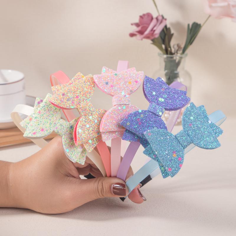 

5pcs 3inch Glitter Hair Bows Headbands Plastic Teeth Hairbands Fashion Children Kids Headband Girls Kids Hair Accessories