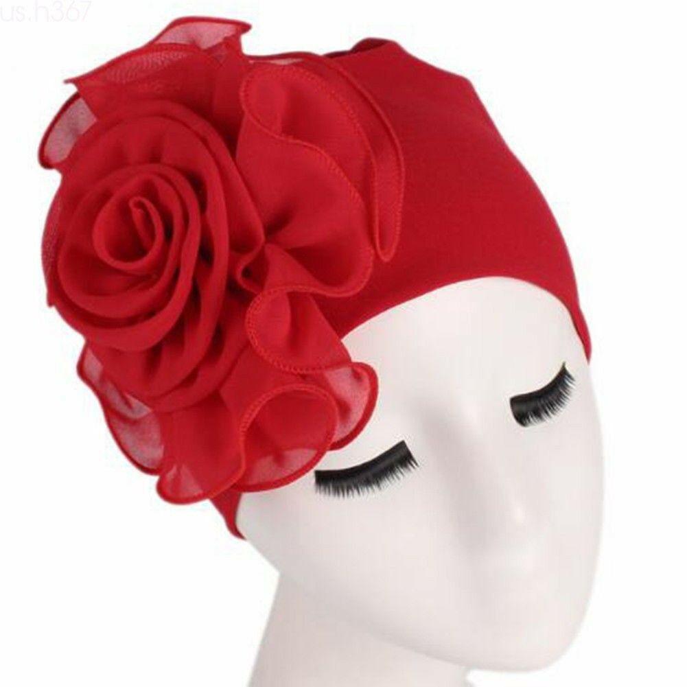 Womens Hair Loss Head Scarf Turban Cap Big Flower Muslim Cancer Chemo Hat Cover