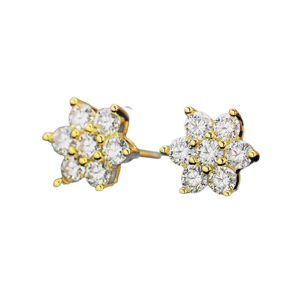 

S925 Sterling Silver 18K Snowflake Zircon Stud Earrings – Minimalist, Sparkly Cartilage Jewelry for Everyday Wear 925 Silver