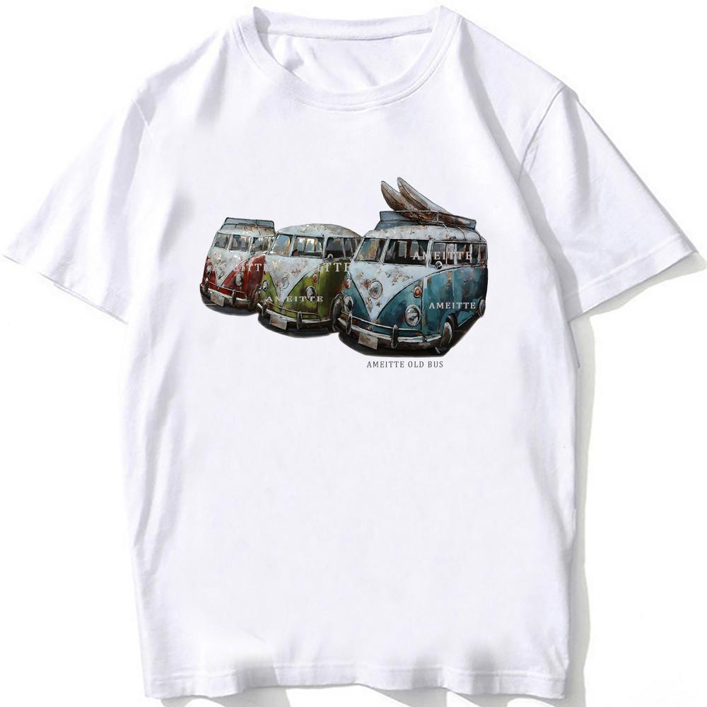 Summer Men Short Sleeve Drive Old Bus Surfing Sports Classic T-Shirt Vintage Car Print T Shirts