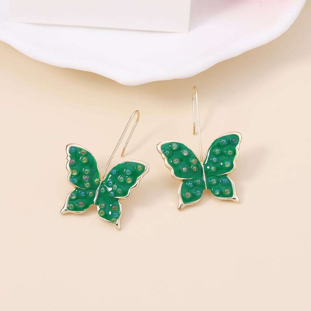 Japan and South Korea's New Niche Design, Sweet, Small, Fresh, Dripping Oil, Colorful Butterfly Ear Hooks, Essential Earrings for Spring Hipsters
