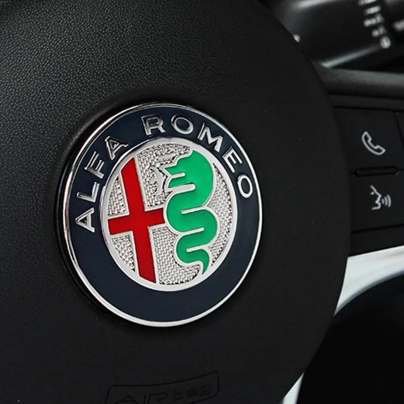For Alfa Romeo 2026 Hot Sticker 1Pc 40mm Car Steering Wheel Logo Badge Sticker for Alfa Romeo Mito Giulia Giulietta 147 156 166
