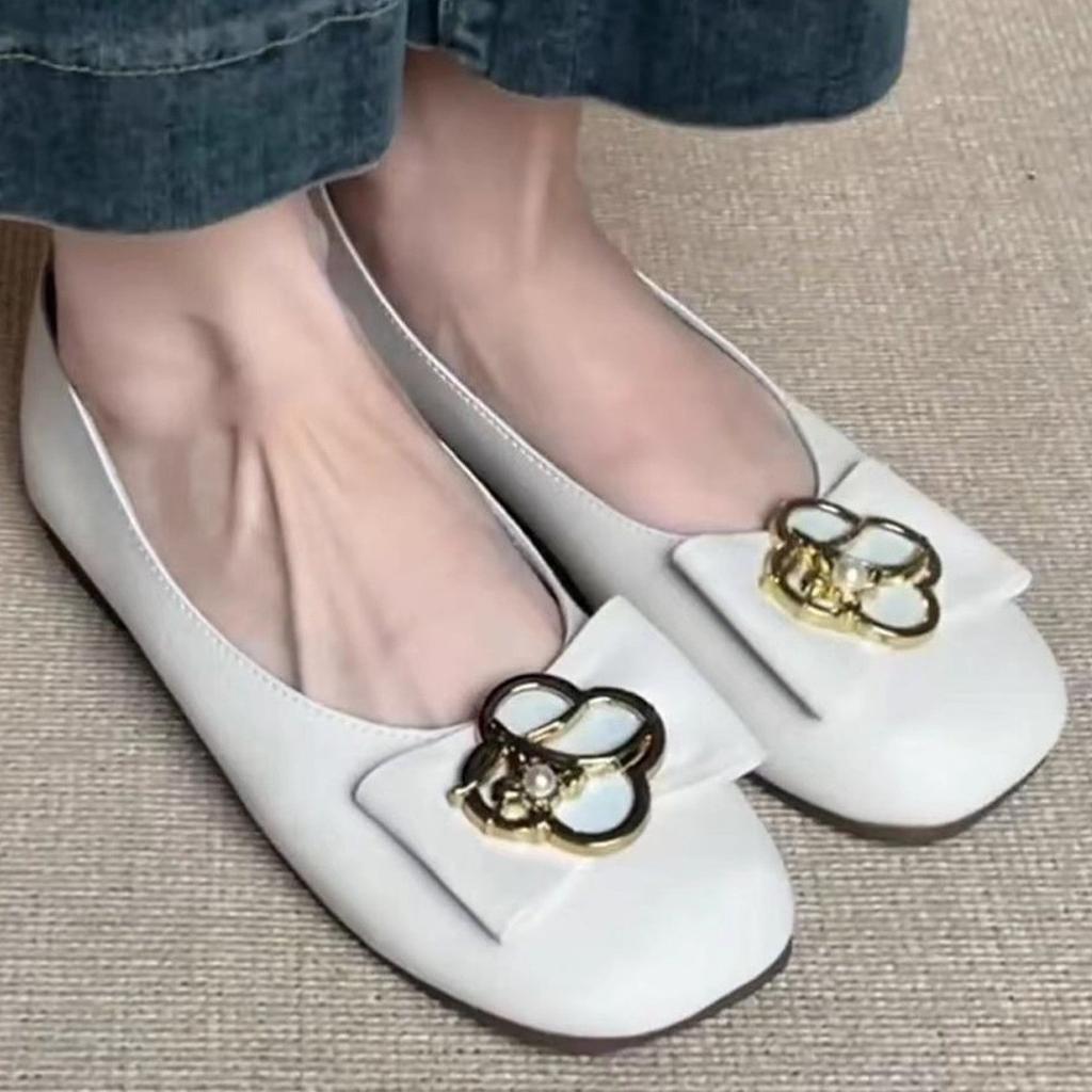 Sheepskin~ Leather Super Soft Light Mouth Single Shoes Women's 2025 New Summer Ballet Doudou Shoes Versatile Flat Grandma Shoes