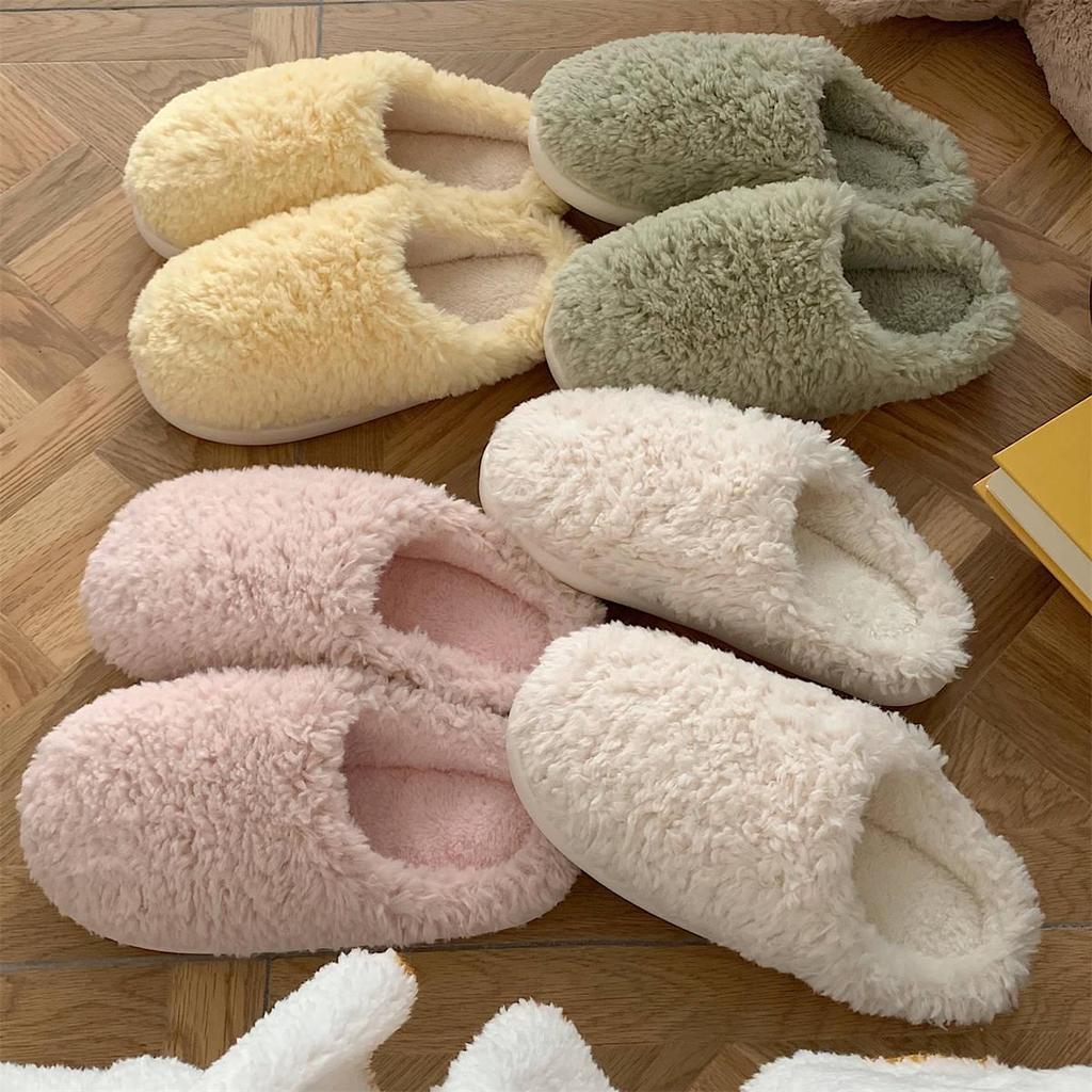 Winter Women's Plush Maternity Slippers - Japanese Style, Warm Wrap-Toe Indoor Cotton Shoes