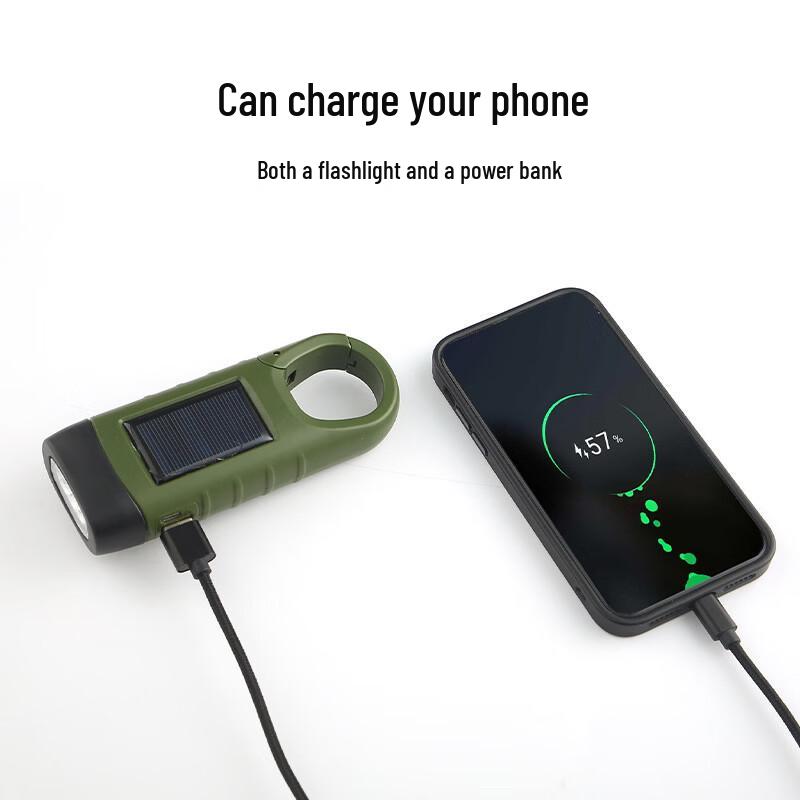 OEING Solar Hand-Crank Emergency Flashlight