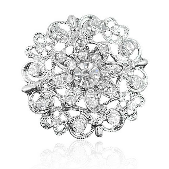 Stylish Small Rhinestone Alloy Flower Brooch Exquisite Yao Jewelry