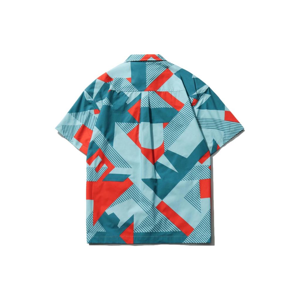 Li-Ning Geometrischer Allover-Print Einreihiges Poloshirt Herren Hemden Blau ASHR065-1