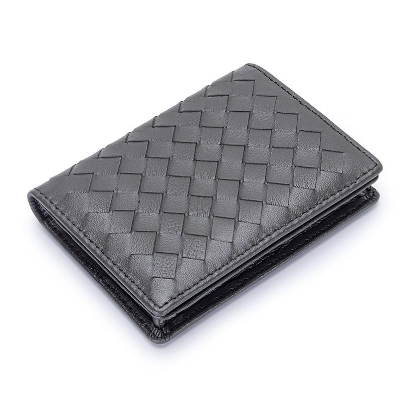 Unisex Woven Lambskin Business Card Holder: Genuine Leather, Large Capacity