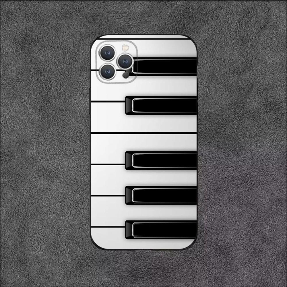 Piano Keys Notes Phone Case For iPhone 16,15,14,13,12,11,Plus,Pro Max,XS,X,XR,SE,Mini,8,7 Soft Silicone Black Cover