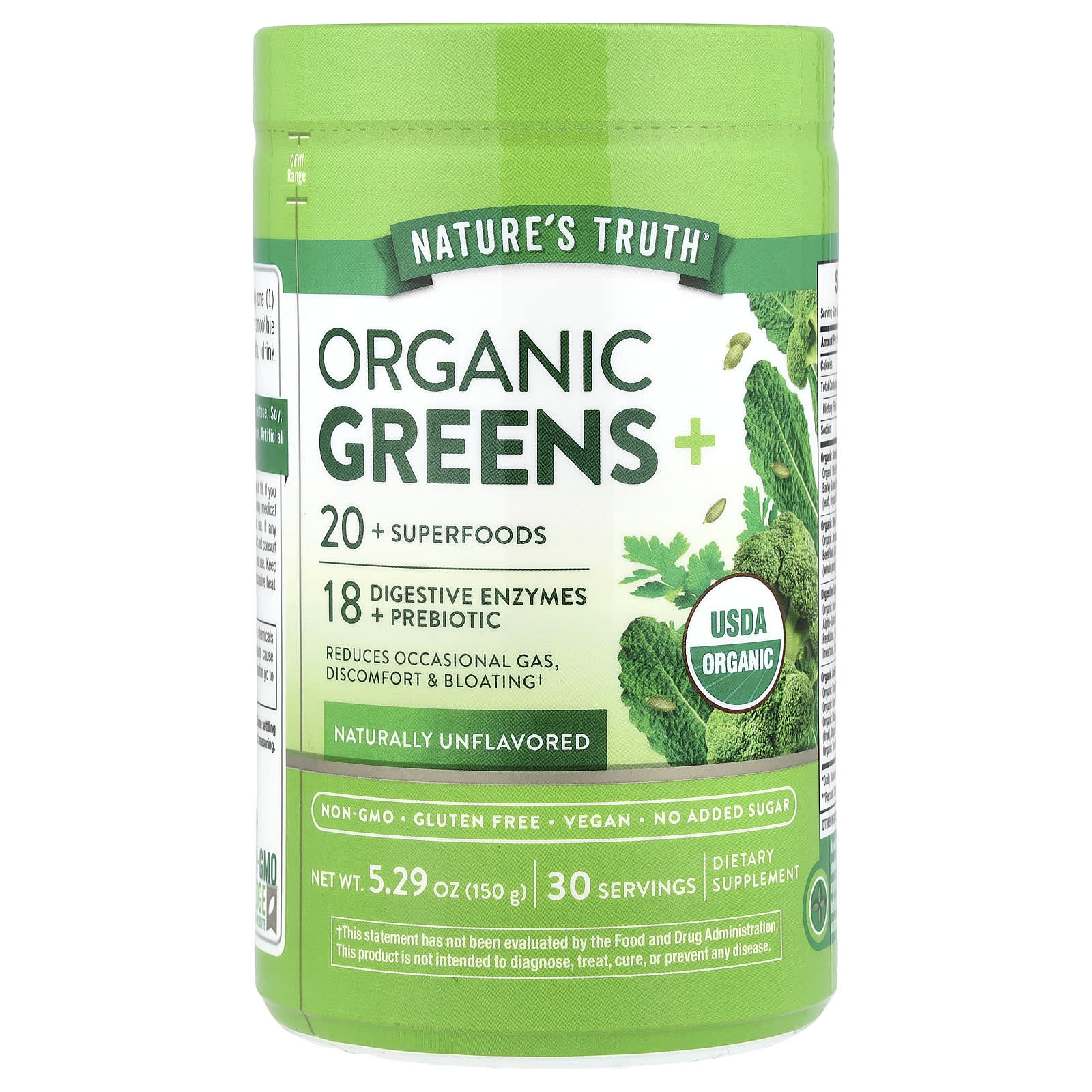 

Nature s Truth, Organic Greens+, Naturally Unflavored, 150g (5.29oz)
