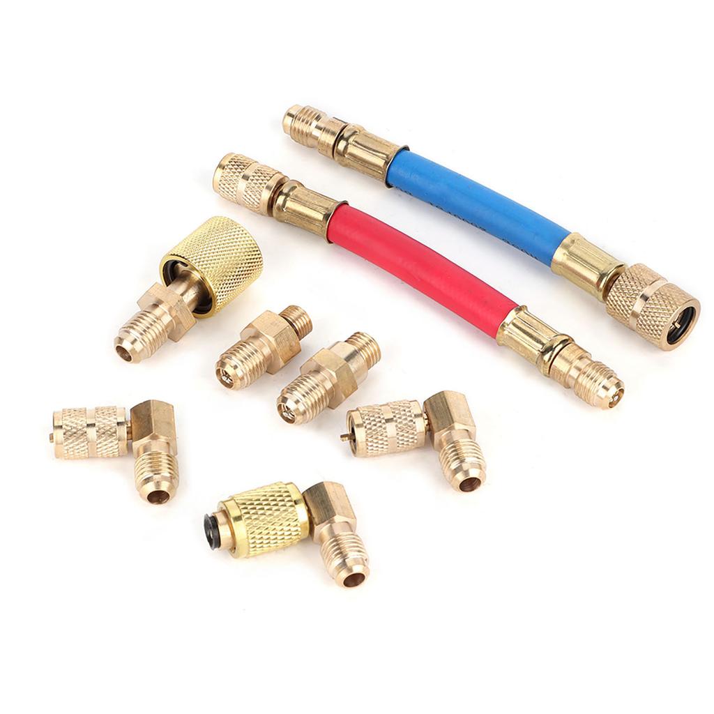 8pcs Set Air Conditioning Refrigeration R 12A C Connector Adapter Hoses R134A R12