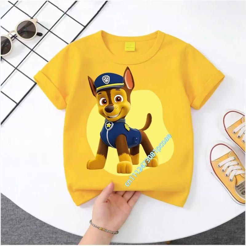 Summer PAW Patrol Children's Short-Sleeve T-Shirt Cartoon Chase Skye Print Boys and Girls Breathable Casual Top