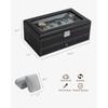 12 Slot PU Leather Lockable Watch Storage Boxes, Men & Women's Jewelry Display Drawer Case, 2-tier Organizer Watch Showcase
