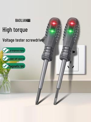 Electrician's Smart Test Pen: Color Light Screwdriver for Open Circuit, Breakpoint, Live & Neutral Wire Testing, High Torque for Household Use.