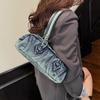 Luxury Designer Jeans Women Shoulder Bags Large Capacity Denim Ladies Handbags Female Armpit Bag Blue Bolsos