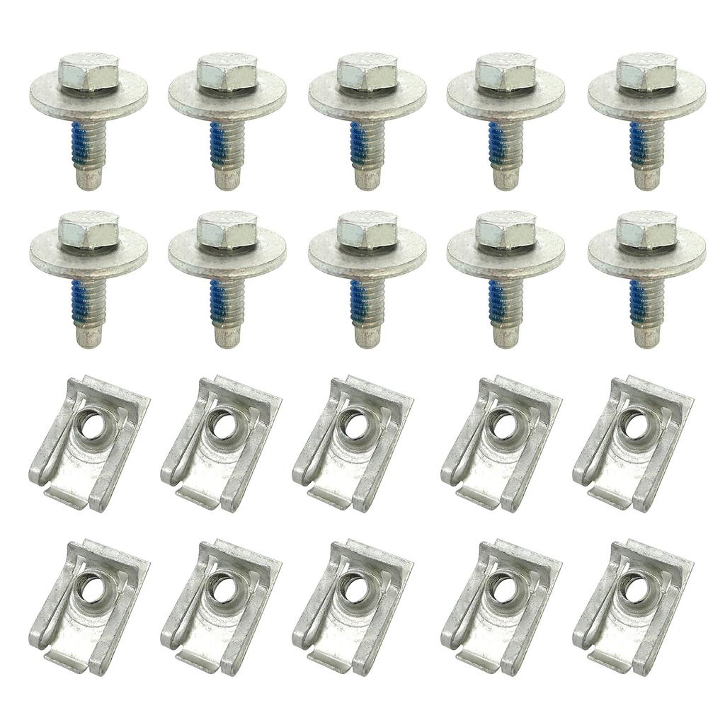 20pcs/10set Universal Under Engine Cover Undertray Clips M6 Body Bolt U-nut Screws Retainer Splash Shield Guard