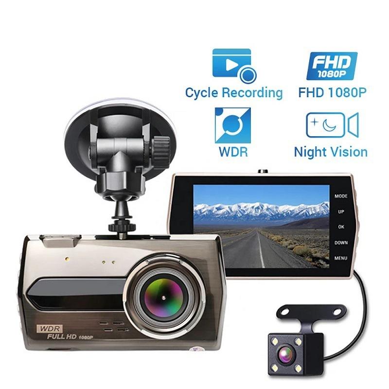 Car DVR 4 Lnches Full HD 1080P Dual Lens Rear View Dash Cam Vehicle Camera Video Recorder Auto Motion Detector Reverse Image