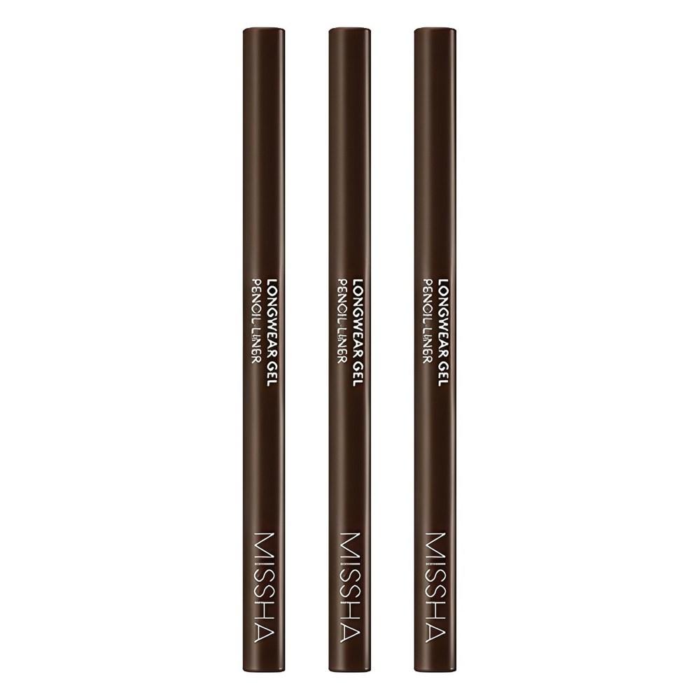 Missha Longwear Gel Pencil Liner 0.14g, Pecan Brown, 3 pcs