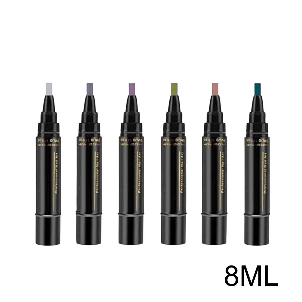 6 Pezzi Penna Gel per Unghie 3 in 1 Multicolore 5ml Asciugatura Rapida Senza UV Design per Unghie Fai-da-Te Colori Durevoli Set di Pennelli per Pittura Manicure