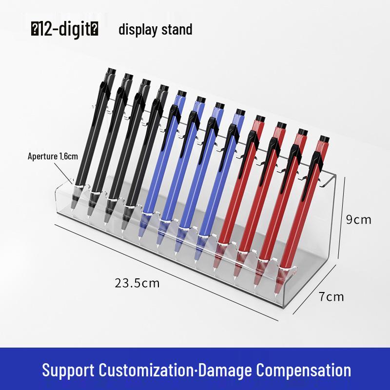 Clear Acrylic Pen and Cosmetic Display Stand for Fountain Pens, Lipsticks, and Eyebrow Pencils