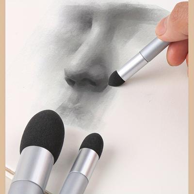 3pcs Artist Sponge Brush Set - Washable & Reusable, High Gloss Sketching Tools with Ergonomic Grooved Handles for Fading, Highlighting, and Correcting