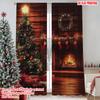 2pcs 2D Flat Printing Merry Christmas Popular Curtains Fireplace and Christmas Tree Versatile Fabric Without Electricity Party