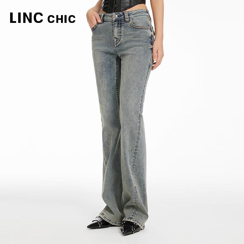 Jinyujie Women's Vintage Mid-High Waist Slim Fit Bootcut Stretch Jeans
