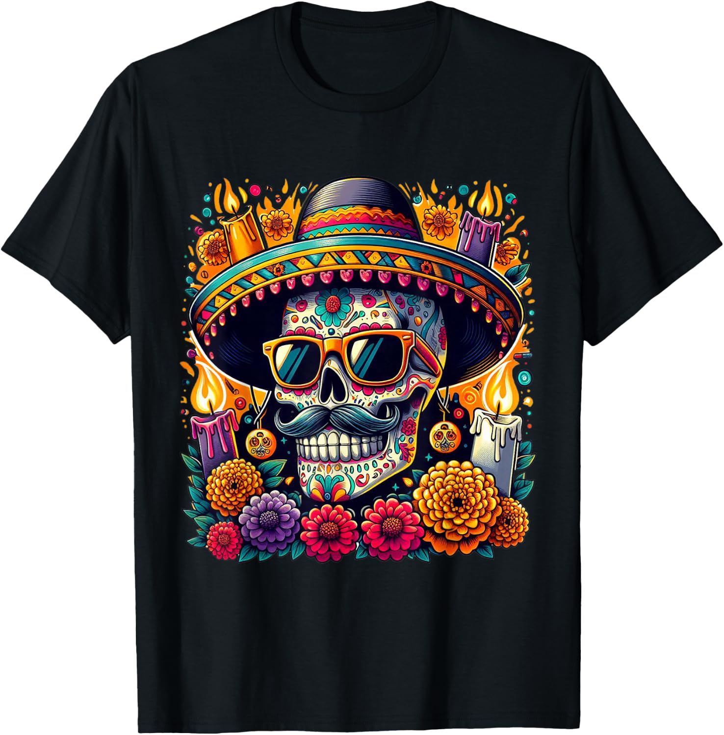 Flower Skull / Sugar Skull Roses for Women Girls, Mens T-Shirt XXXXL